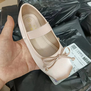 Dječje cipele u korejskom stilu za djevojčice, satenska mašna, dizajn princeze, nizak otvor, elastika za obuvanje, uložak od prirodne kože, gornji materijal svila, potplat od prirodne gume