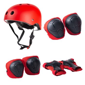 Bērnu skateboard aizsargu komplekts – plaukstas aizsargi, rokas locītavas, galva, elkoņi un ceļi; materiāls: putu materiāls; bērniem; kategorija: kombinētā sporta aizsardzība; iepakojums: 20 gab.