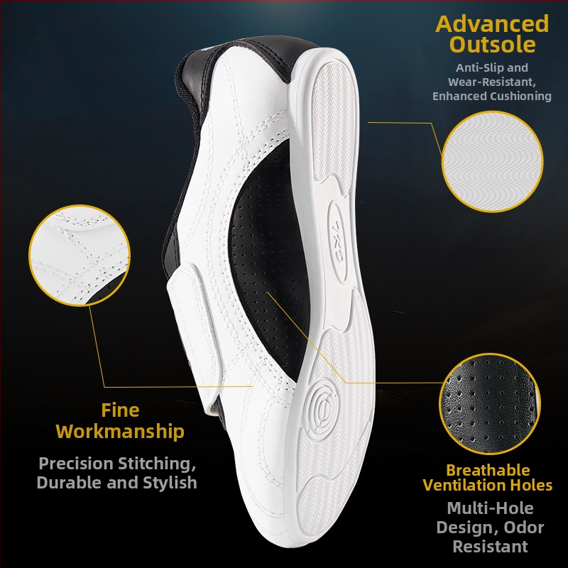 Taekwondo siseriiklikud treeningjalanõud lastele ja täiskasvanutele – hingavad, libisemisvastased, kerged, loodusliku kummiga tallad