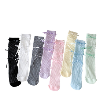 Șosete de până la genunchi pentru fetițe, din bumbac pieptănat, tricot Jacquard, uni, respirante