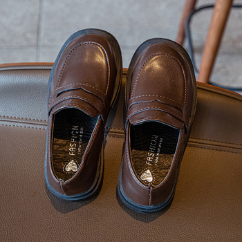 Dječje cipele od umjetne kože, britanski stil, gumasta protuklizna potplat, za djecu 4–16 godina, proljeće-jesen dizajn