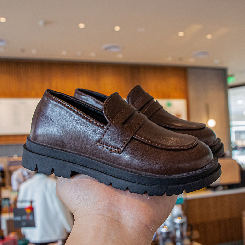 Dječje cipele od umjetne kože, britanski stil, gumasta protuklizna potplat, za djecu 4–16 godina, proljeće-jesen dizajn