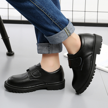 Dječje kožne cipele, britanski stil, Velcro zatvarač, PU gornji dio, gumeni đon