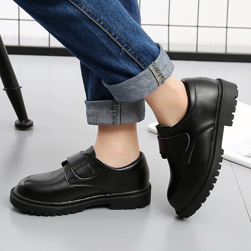 Dječje kožne cipele, britanski stil, Velcro zatvarač, PU gornji dio, gumeni đon