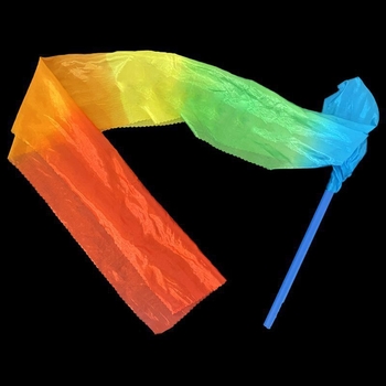 Реквизит за танц с ленти и пръчки, сатенена панделка, ръчно рисуван дизайн, за открити изпълнения, модел DR-652