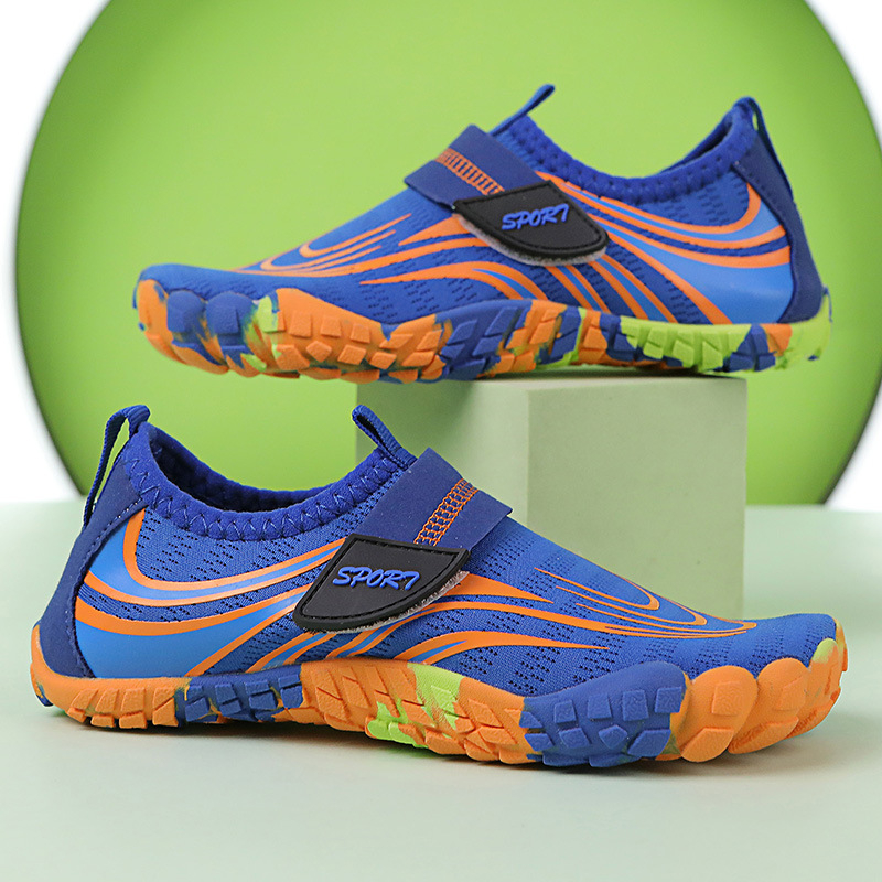 Dječje Five-Finger vodene cipele za plažu i plivanje – prozračni gornji dio od mrežice, Velcro kopčanje, niski profil, protuklizna gumena potplat