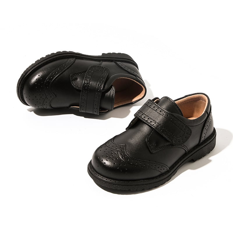 Cipele za dječake od prave kože, Velcro zatvarač, gumena potplata, EVA ulošak, prozračne i protuklizne, britski stil
