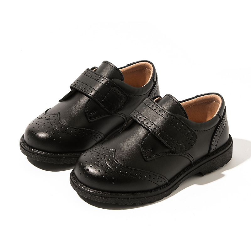 Cipele za dječake od prave kože, Velcro zatvarač, gumena potplata, EVA ulošak, prozračne i protuklizne, britski stil