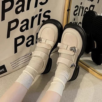 Mergaitei skirti plokšti batai iš sintetinės odos, Korejos stiliaus, Velcro užsegimas, PU vidus ir PU įdėklas