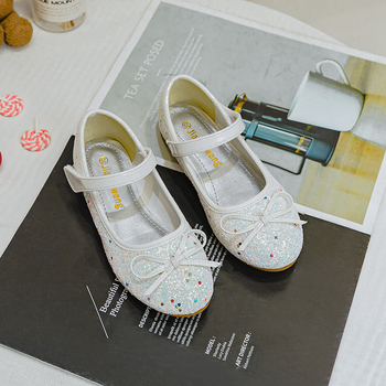 Cipele za princeze za djecu s Velcro zatvaračem, kristalni gornji dio, cvjetni uzorak, gumeni potplat, šivani detalji