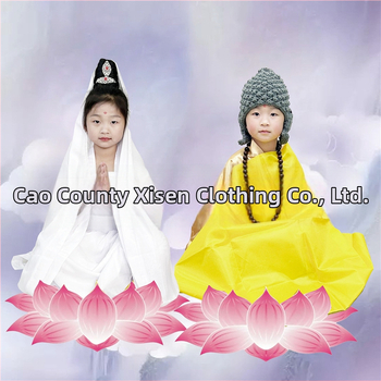 Detský scénický kostým Guanyin Bodhisattva, Čínski štýl; hlavná tkanina 76% polyester, zmes chemických vlákien, mäkké spracovanie, unisex.