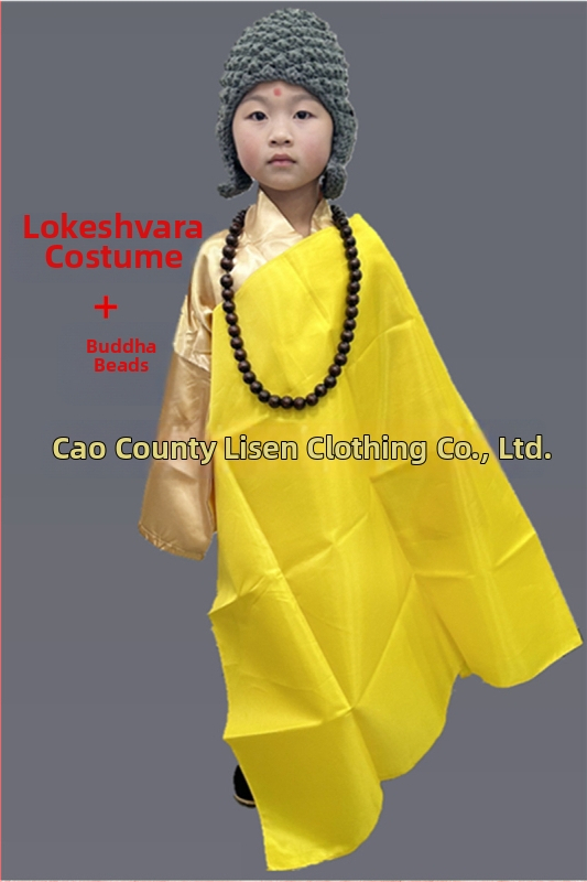 Detský scénický kostým Guanyin Bodhisattva, Čínski štýl; hlavná tkanina 76% polyester, zmes chemických vlákien, mäkké spracovanie, unisex.