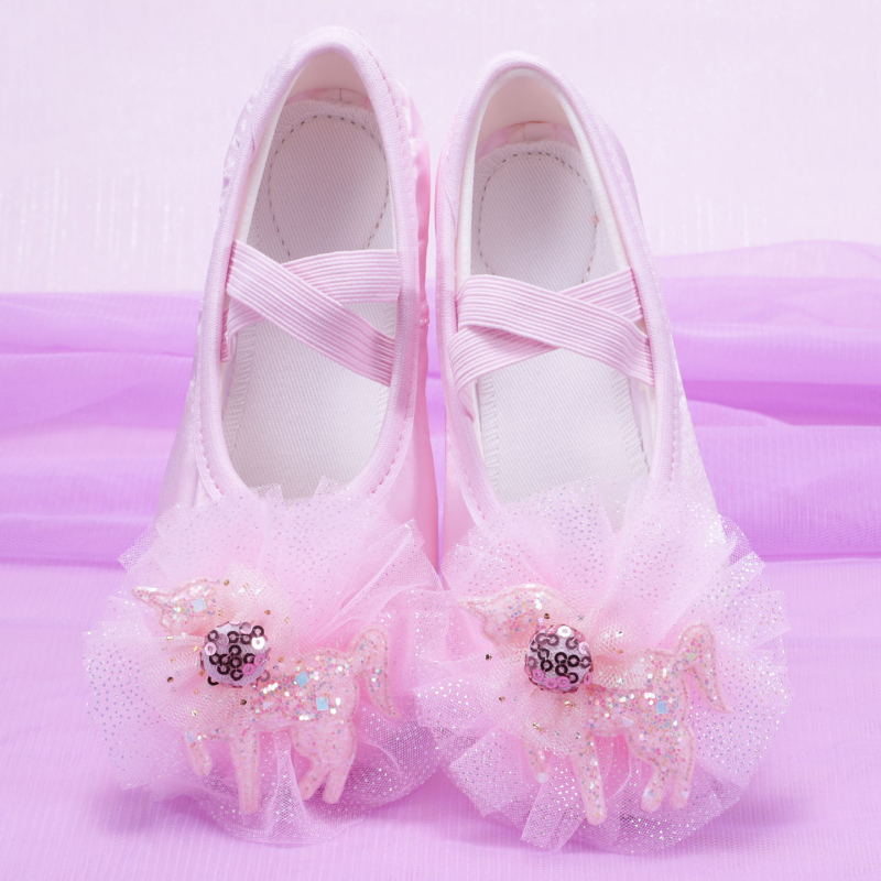 Dječje baletne cipele za djevojčice s kožnom potplatom – lagane, za baletnu vježbu