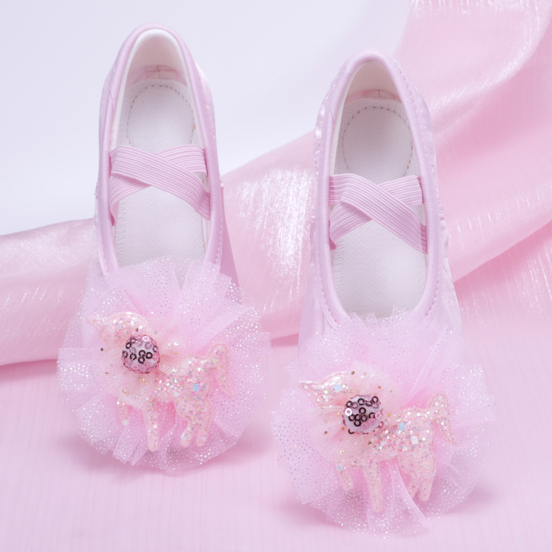 Dječje baletne cipele za djevojčice s kožnom potplatom – lagane, za baletnu vježbu