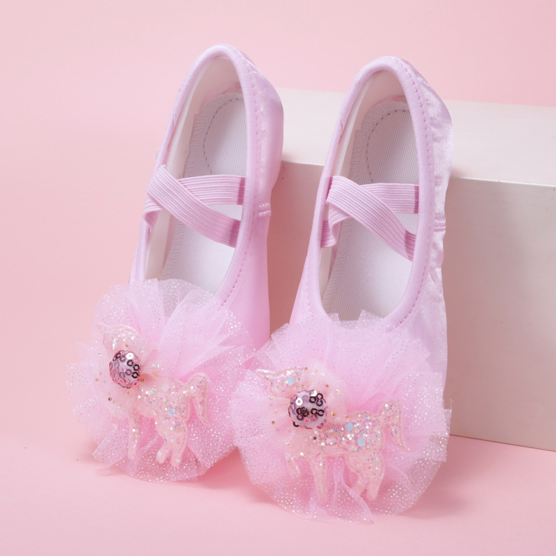 Dječje baletne cipele za djevojčice s kožnom potplatom – lagane, za baletnu vježbu