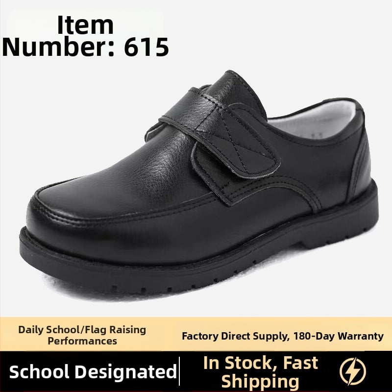 Chlapčenské spoločenské topánky z pravej kože, zapínanie na suchý zips, stielka z bravčovej kože, podrážka z kompozitu, jar a jeseň