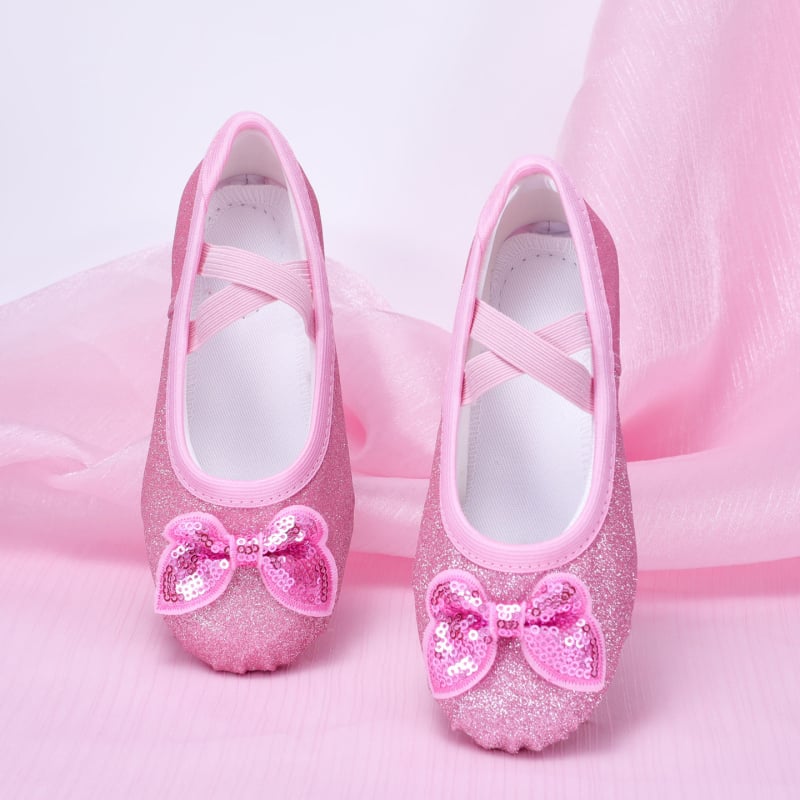 Dječje svjetlucave baletanke s mekanom potplatom za unutarnje plesne vježbe, s dizajnom mačje šape