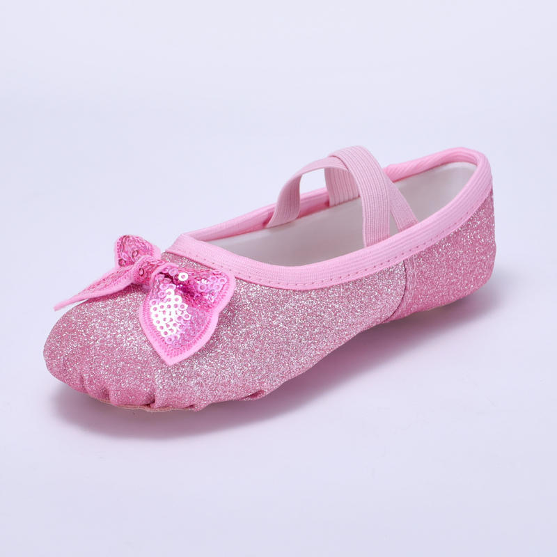 Dječje svjetlucave baletanke s mekanom potplatom za unutarnje plesne vježbe, s dizajnom mačje šape