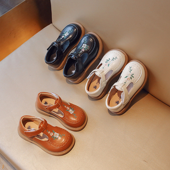 Cipele princeze za djevojčice - PU gornji dio s izvezenim motivom, zatvarač na Velcro, retro stil, proljeće i jesen