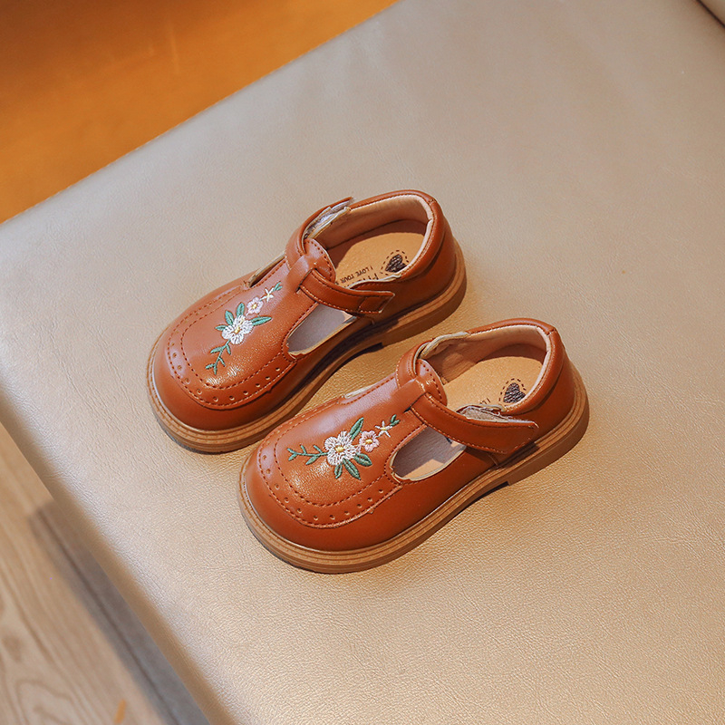 Cipele princeze za djevojčice - PU gornji dio s izvezenim motivom, zatvarač na Velcro, retro stil, proljeće i jesen