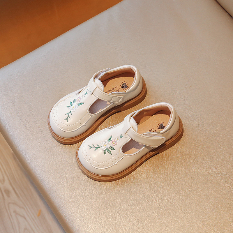 Cipele princeze za djevojčice - PU gornji dio s izvezenim motivom, zatvarač na Velcro, retro stil, proljeće i jesen