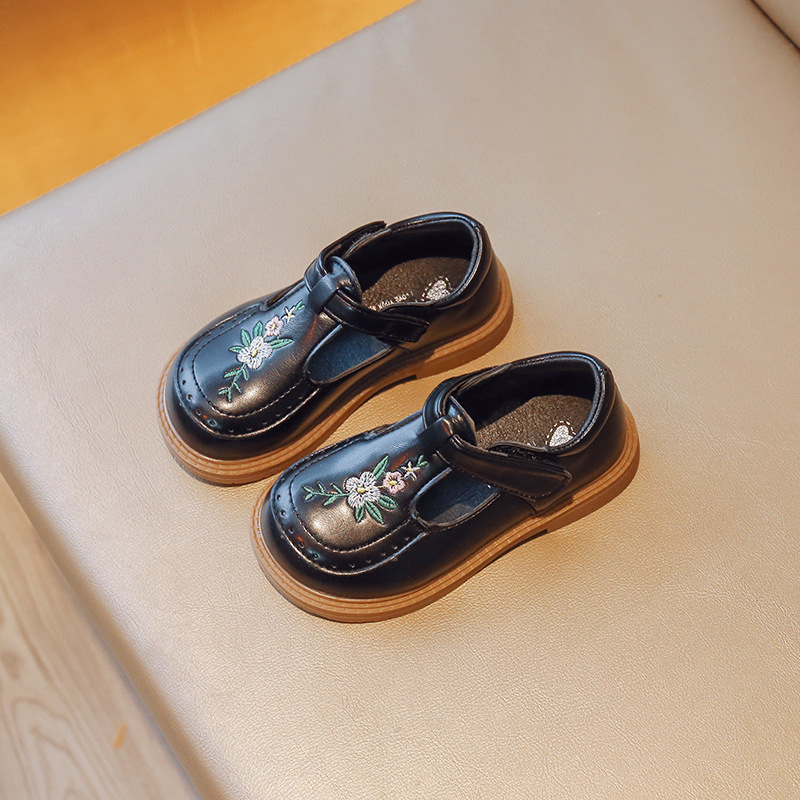 Cipele princeze za djevojčice - PU gornji dio s izvezenim motivom, zatvarač na Velcro, retro stil, proljeće i jesen