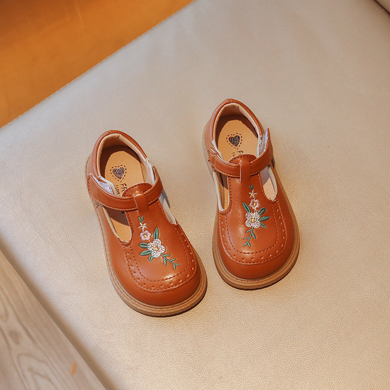 Cipele princeze za djevojčice - PU gornji dio s izvezenim motivom, zatvarač na Velcro, retro stil, proljeće i jesen