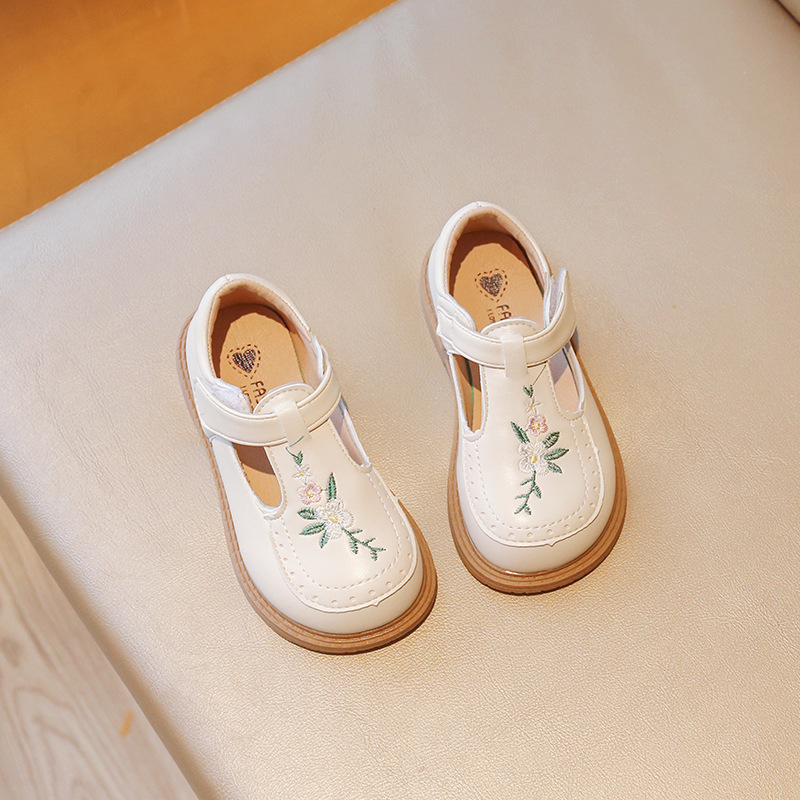 Cipele princeze za djevojčice - PU gornji dio s izvezenim motivom, zatvarač na Velcro, retro stil, proljeće i jesen