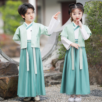 Detský kostým na predstavenie, čínskeho štýlu, polyesterová zmes s mercerizovanou bavlnou, pre deti 3–8 rokov, národný tanec