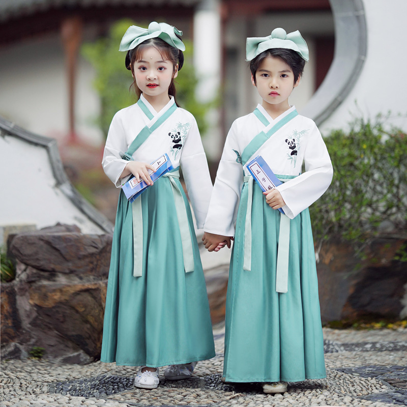 Detský kostým na predstavenie, čínskeho štýlu, polyesterová zmes s mercerizovanou bavlnou, pre deti 3–8 rokov, národný tanec