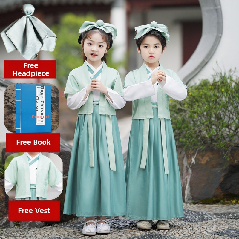 Detský kostým na predstavenie, čínskeho štýlu, polyesterová zmes s mercerizovanou bavlnou, pre deti 3–8 rokov, národný tanec