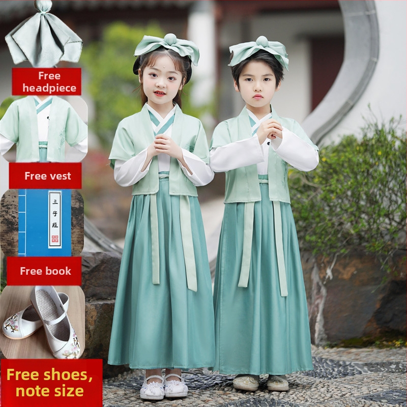 Detský kostým na predstavenie, čínskeho štýlu, polyesterová zmes s mercerizovanou bavlnou, pre deti 3–8 rokov, národný tanec