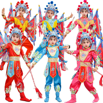 Detský scénický kostým na predstavenie, unisex, čínskeho štýlu, látka z polyesterových vlákien (65%), vhodný pre všetky ročné obdobia, na skúšky