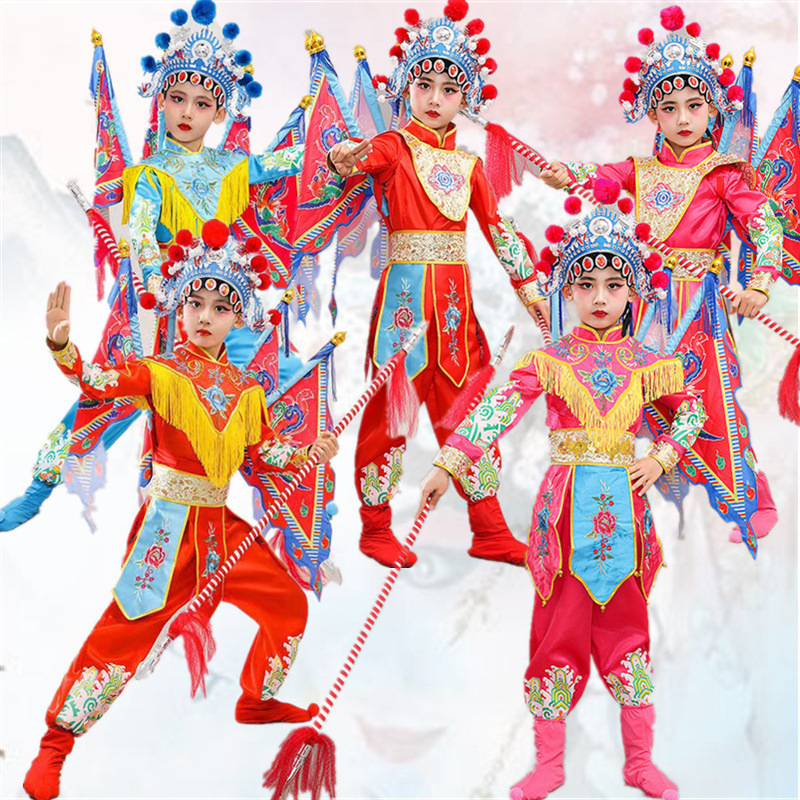 Detský scénický kostým na predstavenie, unisex, čínskeho štýlu, látka z polyesterových vlákien (65%), vhodný pre všetky ročné obdobia, na skúšky