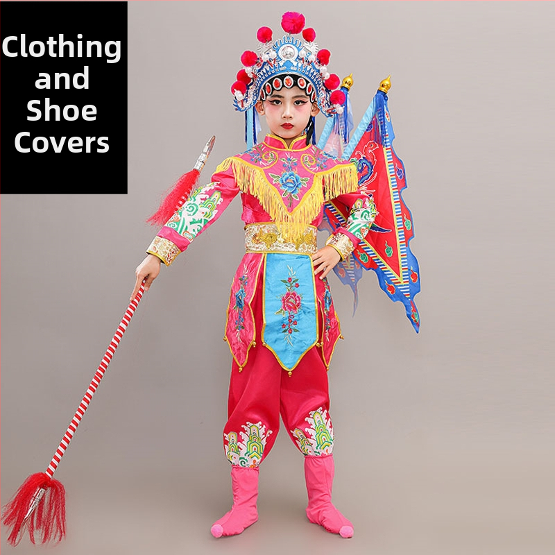 Detský scénický kostým na predstavenie, unisex, čínskeho štýlu, látka z polyesterových vlákien (65%), vhodný pre všetky ročné obdobia, na skúšky