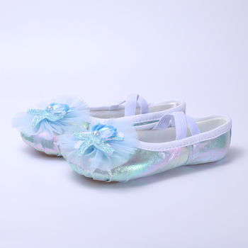 Dječje baletanke s ukrasom školjke i dizajnom mačjih šapa, za probe i scenske nastupe — Model 8125