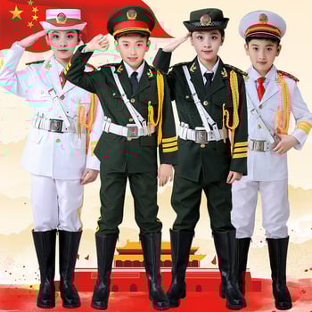 Îmbrăcăminte de performanță pentru copii pentru ceremonialul de ridicare a drapelului – unisex, 80% acrilic, material Rorni, tratament moale, primăvara 2025, brand Tianbei, pentru copii peste 8 ani