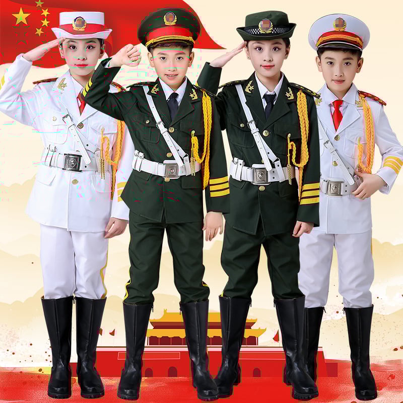 Îmbrăcăminte de performanță pentru copii pentru ceremonialul de ridicare a drapelului – unisex, 80% acrilic, material Rorni, tratament moale, primăvara 2025, brand Tianbei, pentru copii peste 8 ani