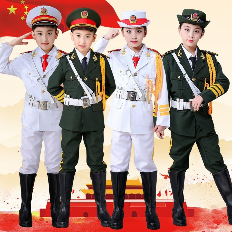 Îmbrăcăminte de performanță pentru copii pentru ceremonialul de ridicare a drapelului – unisex, 80% acrilic, material Rorni, tratament moale, primăvara 2025, brand Tianbei, pentru copii peste 8 ani