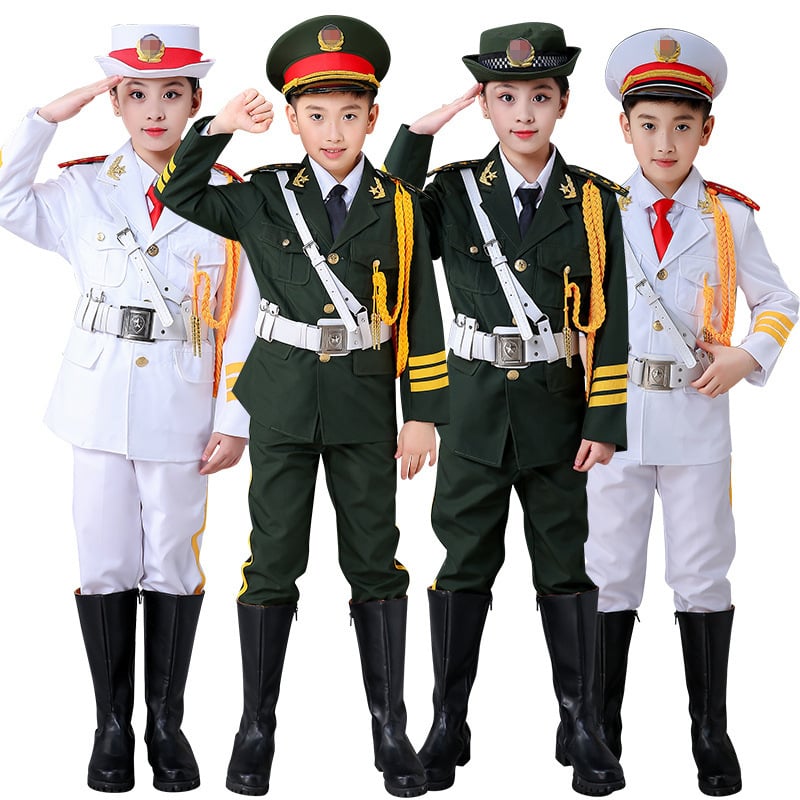 Îmbrăcăminte de performanță pentru copii pentru ceremonialul de ridicare a drapelului – unisex, 80% acrilic, material Rorni, tratament moale, primăvara 2025, brand Tianbei, pentru copii peste 8 ani