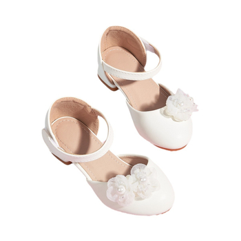 Lányoknak szóló hercegnő-stílusú gyerekcipő magasságot növelő dizájnnal, virágos díszítéssel, microfiber felső rész, gumitalp, Velcro-zár