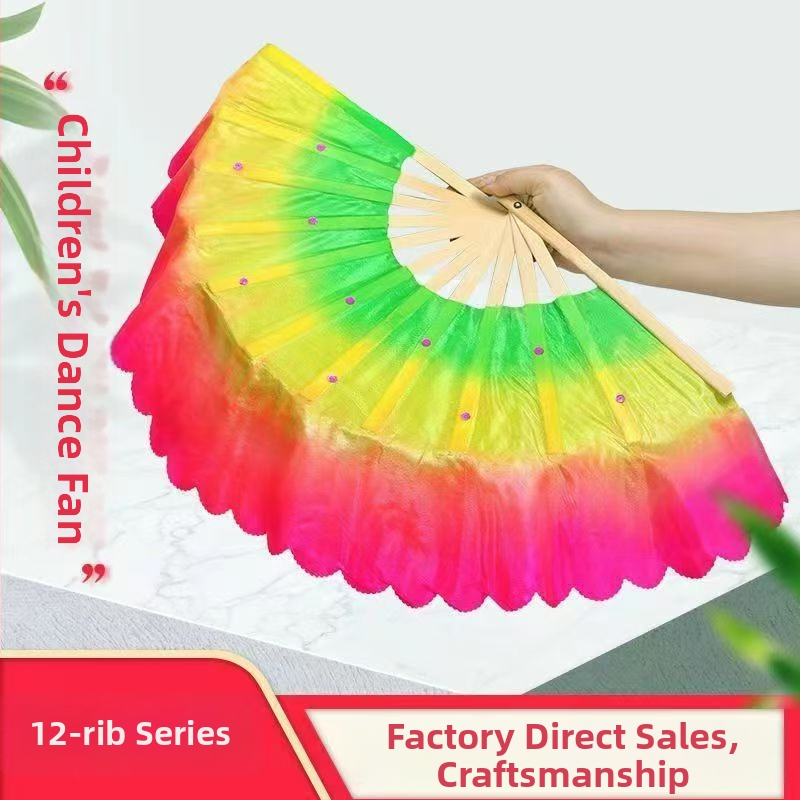 Bambusa kvadrātdeju fans, divpusējs rekvizīts, klasiskā stila, zīmols Qianlong Drama Factory