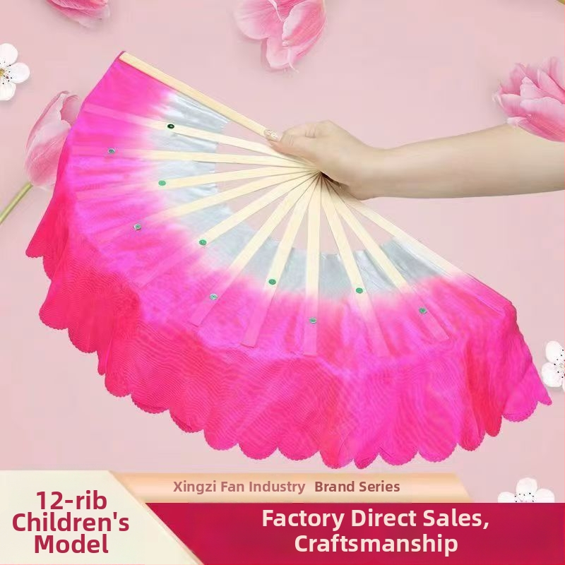 Bambusa kvadrātdeju fans, divpusējs rekvizīts, klasiskā stila, zīmols Qianlong Drama Factory