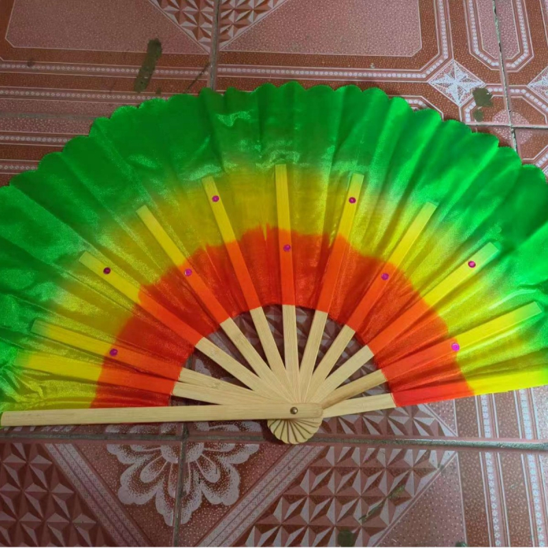 Bambusa kvadrātdeju fans, divpusējs rekvizīts, klasiskā stila, zīmols Qianlong Drama Factory