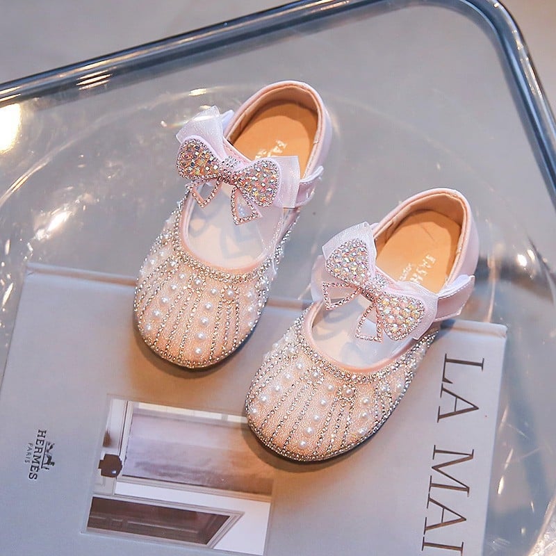 Κοριτσίστικα φλατ παπούτσια, στυλ πριγκίπισσα, PU επάνω/εσωτερικό/πάτος, πλαστική σόλα, Velcro κούμπωμα