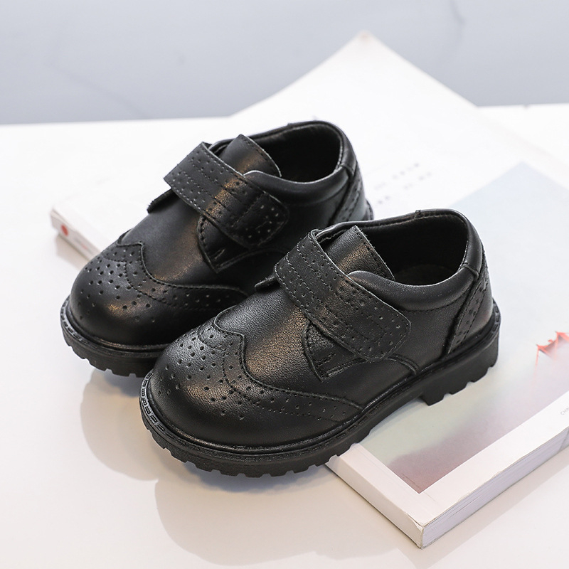 Kisgyermek bőrből készült cipő puha talppal, Velcro-zár, felső rész első osztályú marhabőr, EVA talpbetét, angol stílus