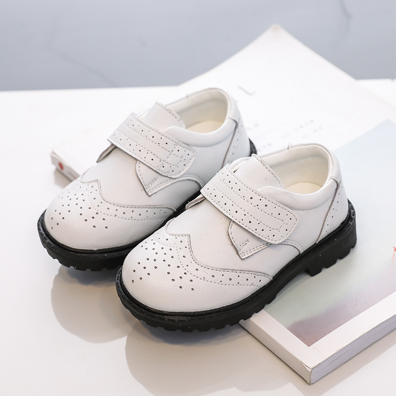 Kisgyermek bőrből készült cipő puha talppal, Velcro-zár, felső rész első osztályú marhabőr, EVA talpbetét, angol stílus