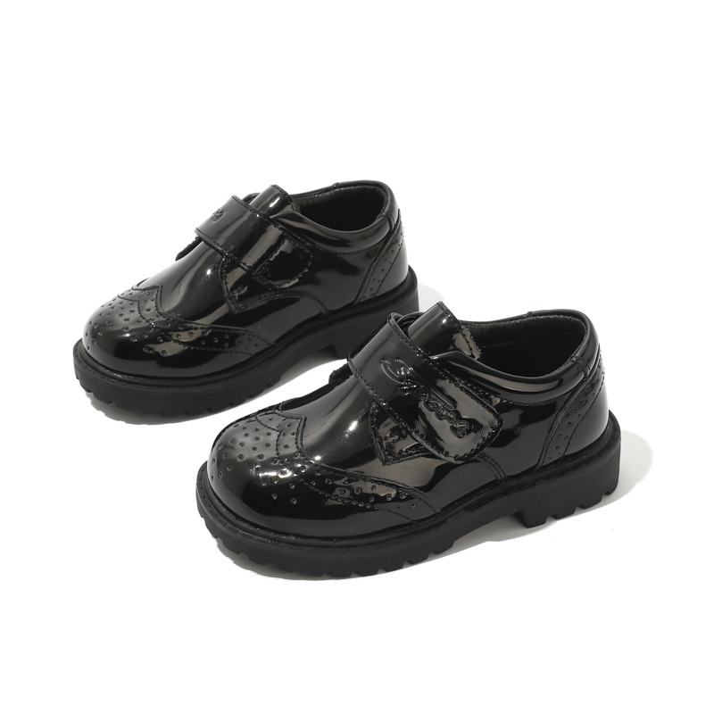 Kisgyermek bőrből készült cipő puha talppal, Velcro-zár, felső rész első osztályú marhabőr, EVA talpbetét, angol stílus