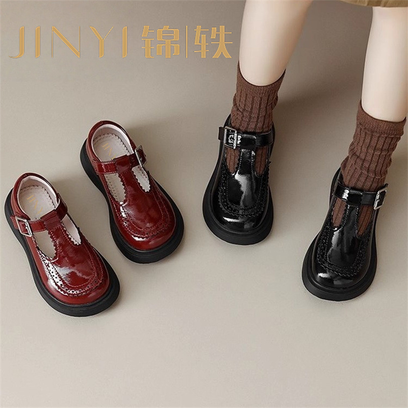 Dječje kožne plesne cipele za djevojčice, s perlom privjeskom, gornji dio od split kože, nartni pojas, gumena potplata, za djevojčice od 7 do 12 godina