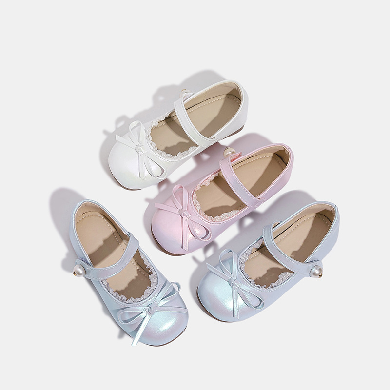 Dječje balerinke za djevojčice s perlatnim završetkom, Velcro zatvaranje, gornji dio od mikrovlakana, gumena potplat, ulošak od prirodne kože, prozračne, protuklizne